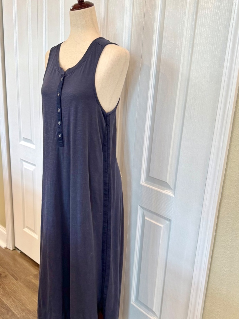 Women's Size Small Maxi Dress by Anthropology, 100% Cotton, Racer back Navy Blue